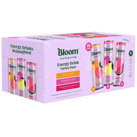 Bloom Sparkling Energy Drink, Variety Pack, 12 fl oz, 18-count | Costco