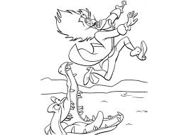 Captain Hook Escaping From The Crocodile Coloring Page Letscolorit Com Muros Animo