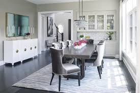 Try to position it above the table to. Gray Rectangular Dining Table With Oval Bling Chandelier Transitional Dining Room
