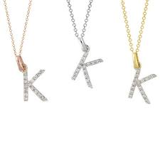 Diamond Initial Necklace 14k Real Gold Diamond Initial Pendant Alphabet Letter K Diamond Initial Necklace Letter Necklace Initial Pendant
