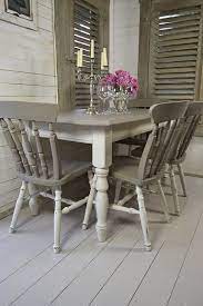 The chairs are comfortable and fit perfectly as captain's chairs at the end of my dining table. Ascp French Linen And Old White Shabby Chic Dining Tables Shabby Chic Dining Painted Kitchen Tables