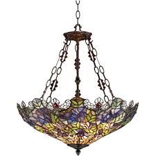 Robert Louis Tiffany Bronze Pendant Chandelier 22 Wide 3 Light Floral Garden Stained Glass Bowl For Dining Room Kitchen Island Target