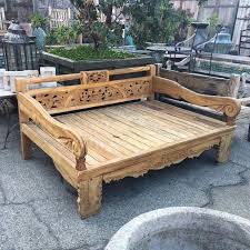 Image Of Boho Teak Carved Wood Daybed Wood Daybed Wooden Daybed Diy Daybed