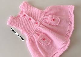 Kiz Bebeklere Orgu Elbise Robali Cepli Klos Nazarca Com Baby Knitting Patterns Bebek Elbise Modelleri Orgu