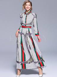 Brief Color Blocked Lapel Maxi Dress Maxi Dress Printed Maxi Dress Dresses