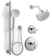 A112 18.1 m shower head glacier bay 5 spray hand shower and showerhead combo kit in brushed. Kohler Kss Composed 3 Rths Cp Polished Chrome Composed Pressure Balanced Shower System With Shower Head Hand Shower Valve Trim And Shower Arm Faucetdirect Com