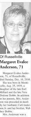 Obituary for Margaret Evalee Anderson, 1939-2010 (Aged 71)