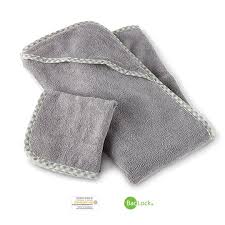 This will eventually form the hood. Baby Hooded Towel Set Graphite With Gingham Trim Norwex Usa