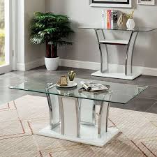 Modern white coffee table designs. Furniture Of America Staten Glossy White Chrome Coffee Table Cm4372wh C Pk Leonardo Furniture