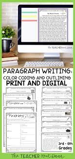 Paragraph Color Coding And Outlining Print And Digital Distance Learning Paragraph Writing Writing Rubric Teaching Paragraph Writing