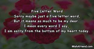 Five Letter Word Sorry Poem