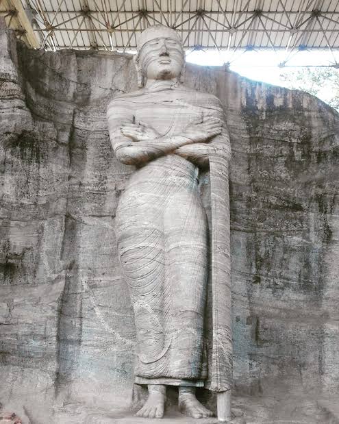 Gal Viharaya temple's 15-foot Buddha statue in Polonnaruwa, Sri Lanka