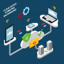 Download Cloud Office And Technology Isometric For Free In 2020 Cloud Office Cloud Computing Services Cyber Security Technology