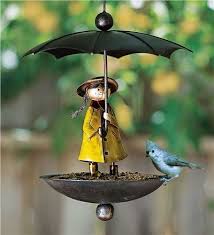 Bird Feeder Rain Guard Handcrafted Metal Brolly Rain Girl Birdfeeder Bird Feeders Bird Feeders Bird Houses Garden Art