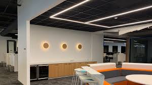 Modern Lighting For A Collaborative Work Space Airelight Linear Sc 1 0 Directly Attached To T Ba Modern Office Lighting Modern Office Space Project Spotlight