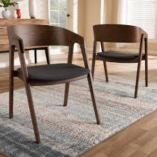 Baxton Studio Tmh494 Dark Gray Dc Tatum Mid Century Modern Walnut Wood Dark Grey Fabric Dining Chai Dining Chairs Solid Wood Dining Chairs Modern Dining Chairs