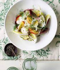 Buffalo Mozzarella With Nectarine Witlof And Champagne Dressing Gourmet Traveller Recipes Salad Recipes Food Inspiration