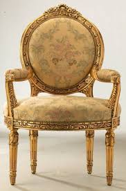 Louis Xvi Armchair Gold Caramel Flowers Pink Green Upholstered Louis Xvi Armchair Armchair Wooden Lounge Chair