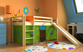 Hochbett alex kinderbett mit rutsche spielbett bett weiß stoffset rosa/weiß, matratze:ohne. Hochbett Fur Kinder Ourbaby Modo Mit Rutsche Kiefer Banaby De