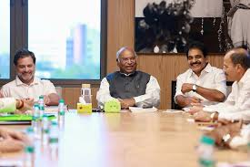 Participated in an important meeting presided over by Hon. Congress  President Shri Mallikarjun Kharge, in the august presence of Hon. Leader of  Opposition Shri Rahul Gandhi and Hon. General Secretary (Organization) Shri