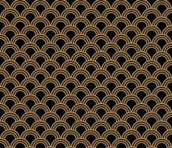 Colorful Fabrics Digitally Printed By Spoonflower Art Deco Scallop Black And Gold In 2021 Art Deco Fabric Art Deco Print Art Deco Wallpaper