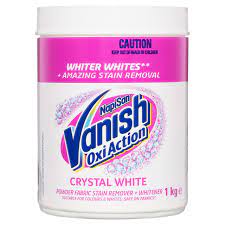 Household bleach that is intended to be used for disinfection generally contains about 5.25% sodium hypochlorite by weight, although one brand in my local supermarket contains 7.4%. Vanish Napisan Oxiaction Crystal White Powder Vanish Au