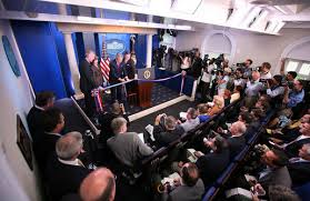 President donald trump held a news conference with the coronavirus task force members in the rose garden at the white house on friday. James S Brady Press Briefing Room Wikipedia