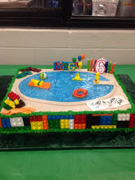Lego Pool Party Cake Pool Birthday Party Lego Birthday Party Pool Party Cakes