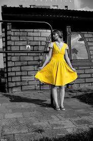 Black And White With Pop Of Color Yellow Dress Color Splash Photo Color Splash Black White Photography