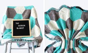 Search free blanket knitting patterns by styles: Hudson Blanket Modern Hexagon Baby Blanket Pattern