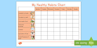 My Healthy Habits Chart Worksheet Worksheet Healthy