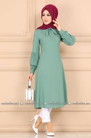 Modaselvim Tunik Fularli Balon Kol Tesettur Tunik 8010mda386 Mint Elbise Dikis Rehberleri Kiyafet Moda Stilleri