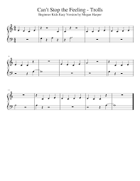Easy piano songs for kids: Can T Stop The Feeling Trolls Beginner Kids Easy Version By Megan Harper Sheet Music For Piano Solo Musescore Com