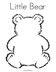 Young bear sits on the ground; Little Bear Coloring Page Twisty Noodle