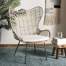Safavieh Malia Coastal White Washed Linen Accent Chair Lowes Com Linen Accent Chairs Living Room Chairs Cheap Living Room Furniture