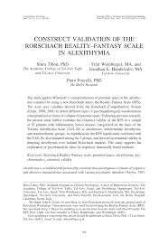 It turned out, too, that the general public out there preferred to associate a reviewer with a single subject area, and so i chose film. Pdf Construct Validation Of The Rorschach Reality Fantasy Scale In Alexithymia