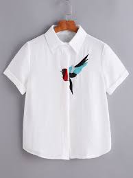 White Bird Embroidered Shirt Embroidered Clothes Embroidered Shirt Shirt Embroidery