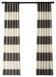 Maybe you would like to learn more about one of these? Slate Gray Off White Horizontal Stripe Cotton Curtain Contemporary Curtains By Half Price Drapes Houzz