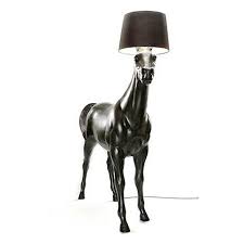 Moooi horse lamp, who wouldn't want a horse to lighten up your home and a pig to serve your guests? Moooi Horse Lamp Sculptural Floor Light By Front Black Stardust