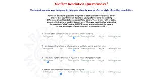 Conflict Resolution Questionnaire Conflict Resolution Questionnaire Teaching