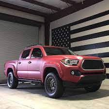 Awesome 2016 Toyota Tacoma Xsp Wrapped In Avery Garnet Red Matte Metallic Great Work By Cloak_designs Alabama Usa Vinyl Wrap Car Matte Metallic Matte Red