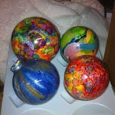 Ornaments With Acrylic Paint Inside And Alcohol Ink Outside Christmas Ornaments Homemade Alcohol Ink Crafts Diy Christmas Ornaments