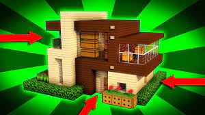 Minecraft How To Build A Modern Wooden House Tutorial 1 Easy Moder Modern Wood House Modern Wooden House Wood House Minecraft