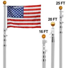 When the flag is displayed on a motorcar, the staff shall be fixed firmly to the chassis or clamped to the right fender. 16ft 20ft 25ft Aluminum Secctional Flagpole Kit Outdoor Gold Ball Us Flag New Ebay Flag Stand Flag Us Flag