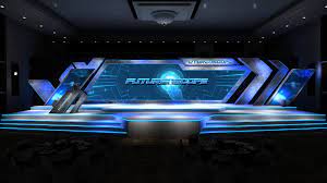 Futuristic Stage Design For Pmi On Behance Stage Set Design Corporate Event Design Stage Design