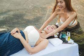 Two Asian Sexy Women Doing Spa Massage Together In Outdoor Stock Photo,  Picture and Royalty Free Image. Image 178314914.