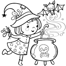 Coloriage De Petite Sorciere Et Chaudron Coloriage Haloween Coloriage Halloween Coloriage Halloween A Imprimer