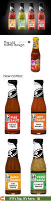 Vente d'emballage carton et papier, personnalisé, avec impression de nom ou logo de votre entreprise. Taco Bell S New Bottled Sauce Designs Are A Vast Improvement Over The Old One Bottle Design Bottle Packaging Wine Packaging