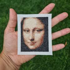 Tiny Modern Cross Stitch Pattern "mona Lisa" by Leonardo Da Vinci. (P230)  Miniature Art Cross Stitch.