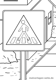 Verkehrszeichen für kinder zum anmalen : Verkehrsschild Fussgangeruberweg Malvorlage Kostenlose Ausmalbilder